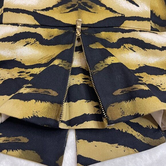 Chico's BLACK LABEL Ombre Animal Blazer Jacket Size 1 (US 8) Gold Black Tiger - Picture 7 of 10